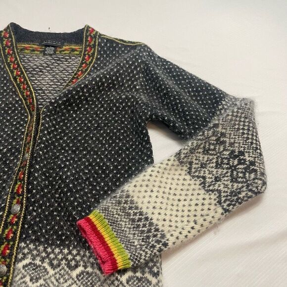 Limited VTG Wool Angora Rabbit Hair Nordic Cardigan Sweater Size Small - Picture 2 of 10